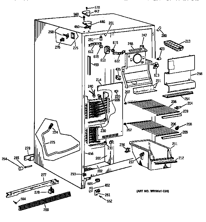 GE MSG22GAXFWW freezer section diagram