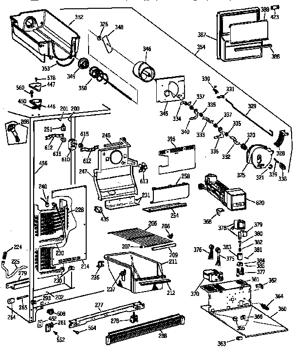 GE MSG25GRZBWW freezer section diagram