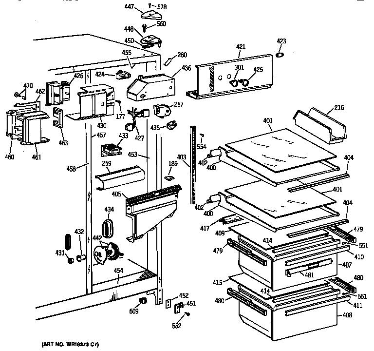 GE MSK22GAZBAD fresh food section diagram