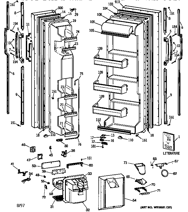 GE MSK22GRZBAD doors diagram