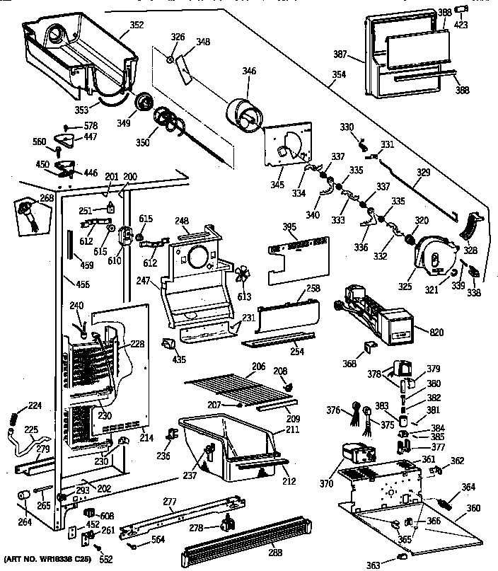 GE MSK22GRZBAD freezer section diagram