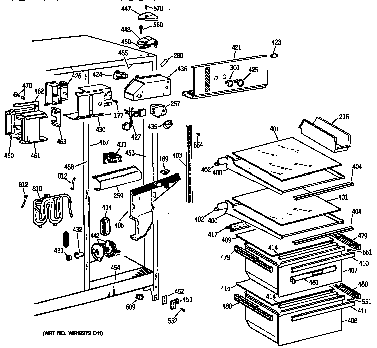 GE MSK22GRZBAD fresh food section diagram