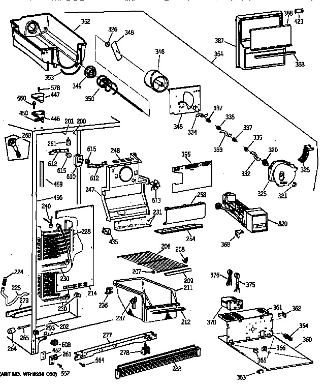 GE MSZ20BWZBWW freezer section diagram