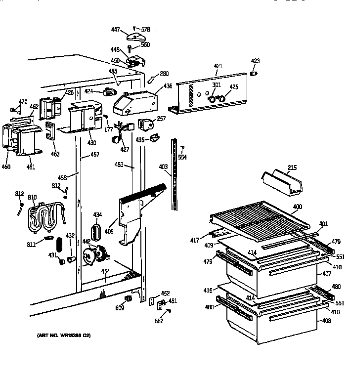 GE MSZ20BWZBWW fresh food section diagram