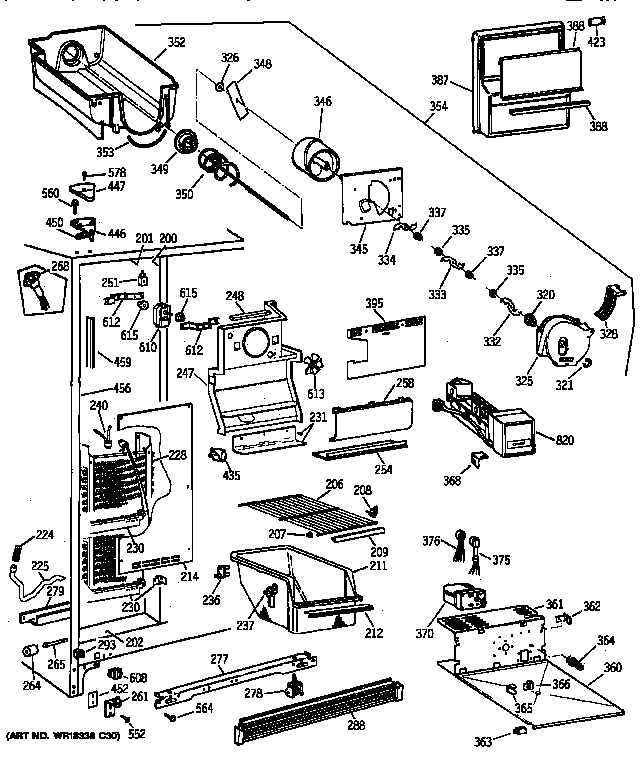 GE MSZ20GWZBWW freezer section diagram