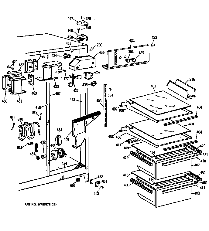 GE MSZ20GWZBWW fresh food section diagram