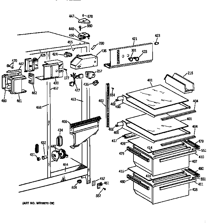 GE MSZ20GAZBWW fresh food section diagram