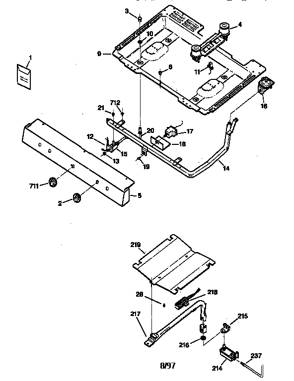 Kenmore 36261128890 gas & burner parts diagram