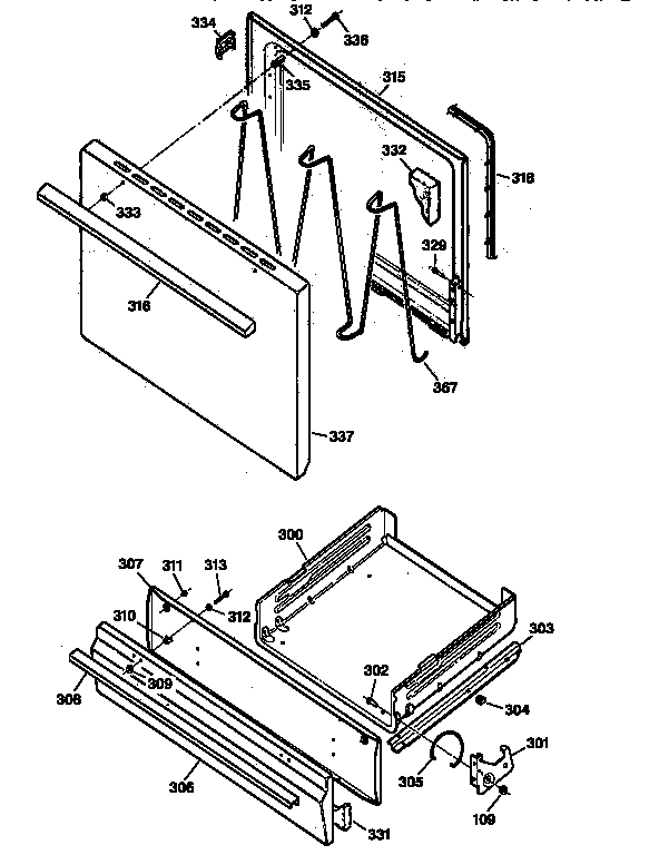 Kenmore 36261128890 door & drawer parts diagram
