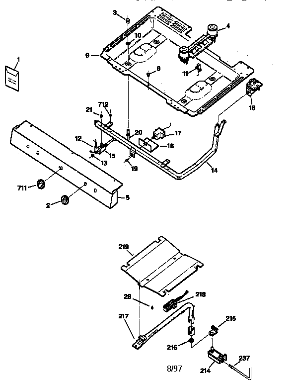 Kenmore 36271178890 gas & burner parts diagram
