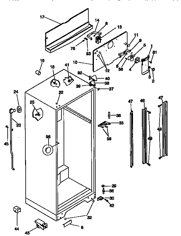 Kenmore 2539368442 cabinet parts diagram