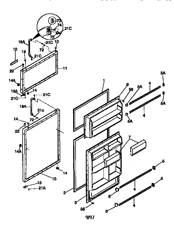 Kenmore 2539368402 doors diagram