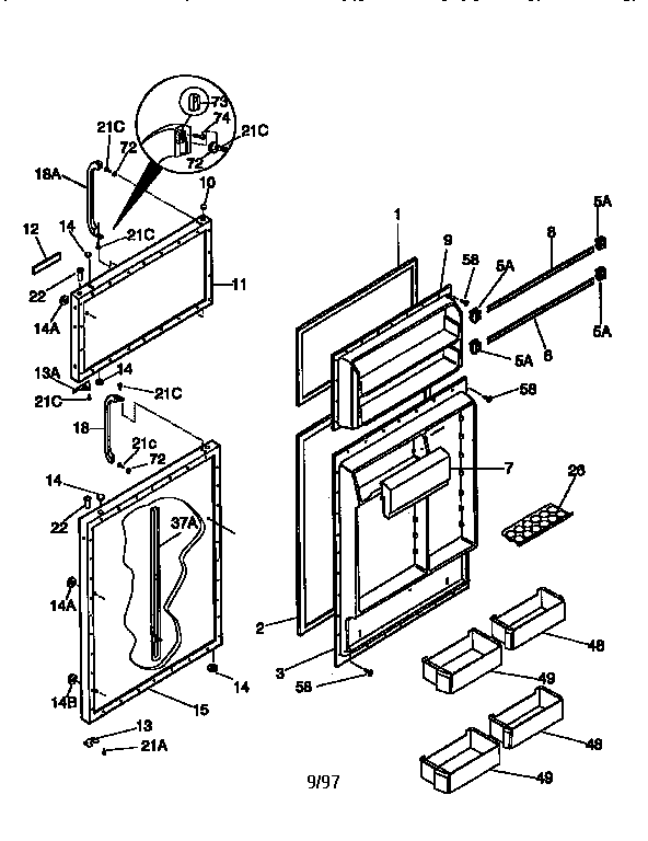 Kenmore 2539668422 doors diagram
