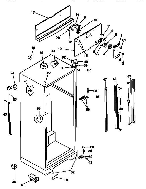 Kenmore 2539668422 cabinet parts diagram