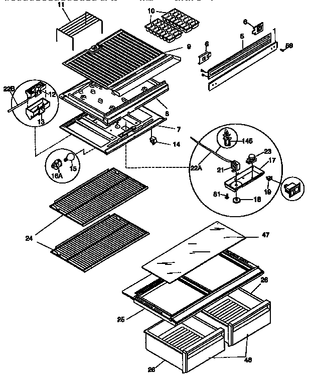 Kenmore 2539368082 shelves and accessories diagram