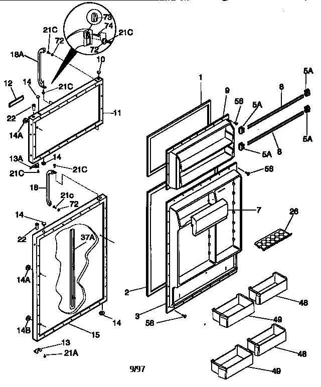Kenmore 25376847791 doors diagram