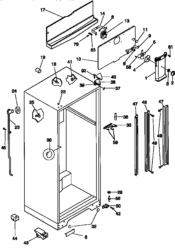 Kenmore 25376847791 cabinet parts diagram