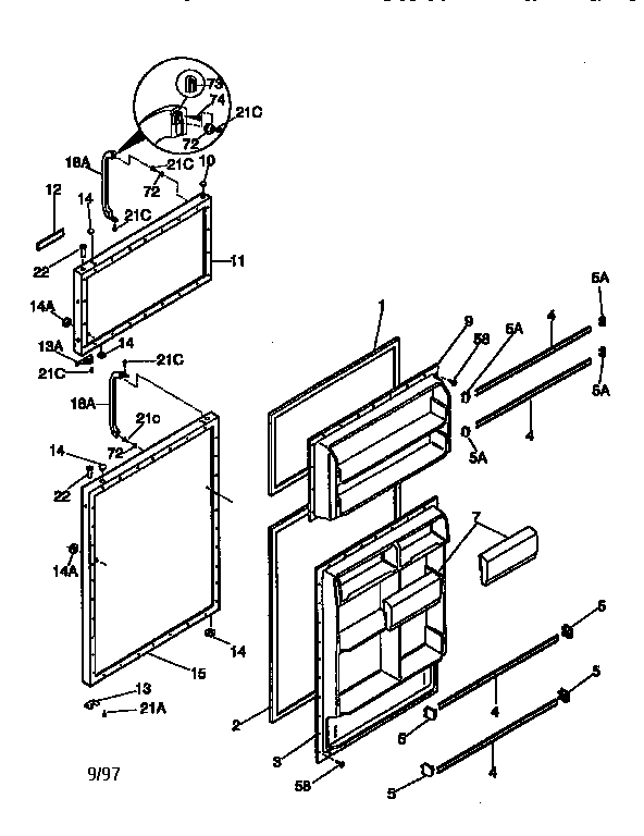 Kenmore 2539368723 doors diagram