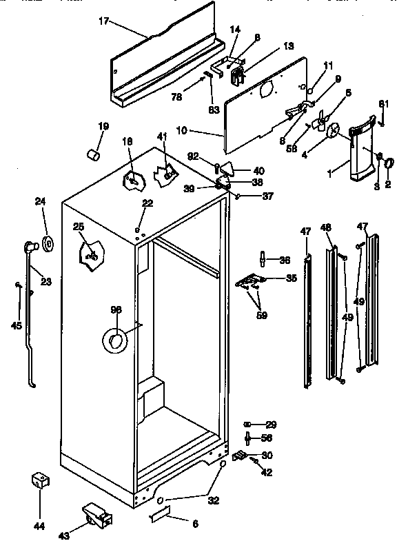 Kenmore 2539368723 cabinet parts diagram