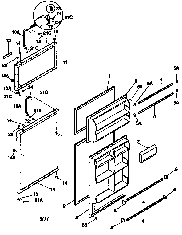 Kenmore 2539768083 doors diagram