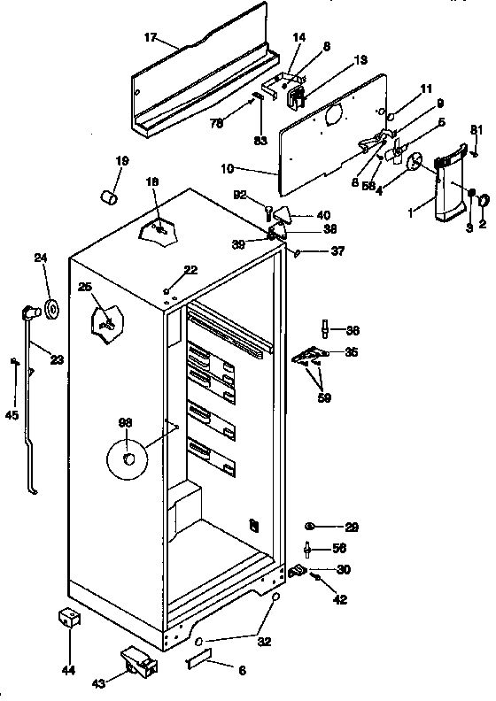 Kenmore 2539768083 cabinet parts diagram