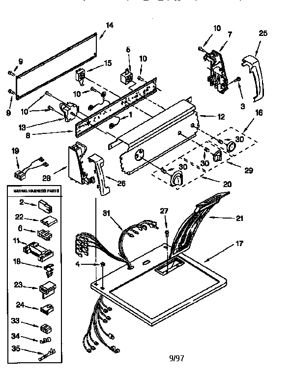 Kenmore 11076512693 top and console diagram