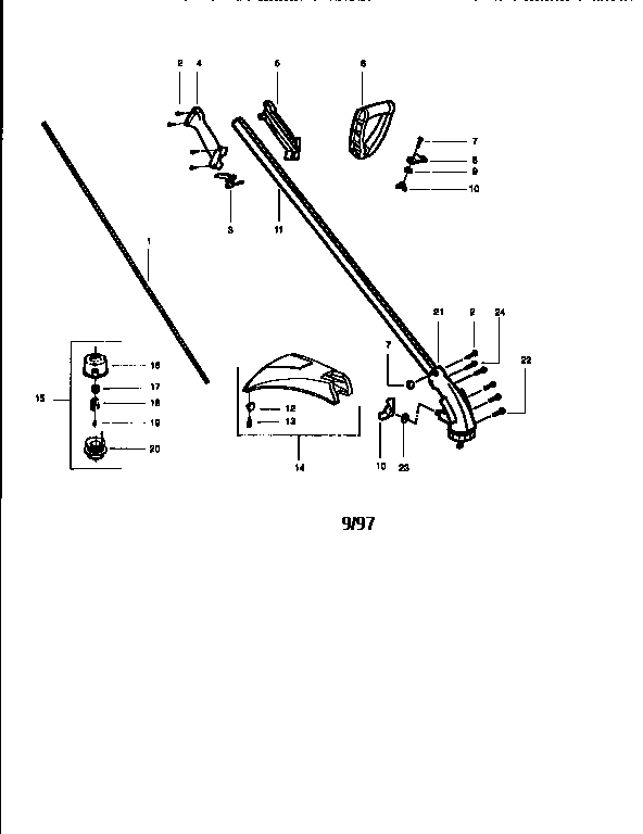Craftsman 358798561 drive shaft and cutting head diagram