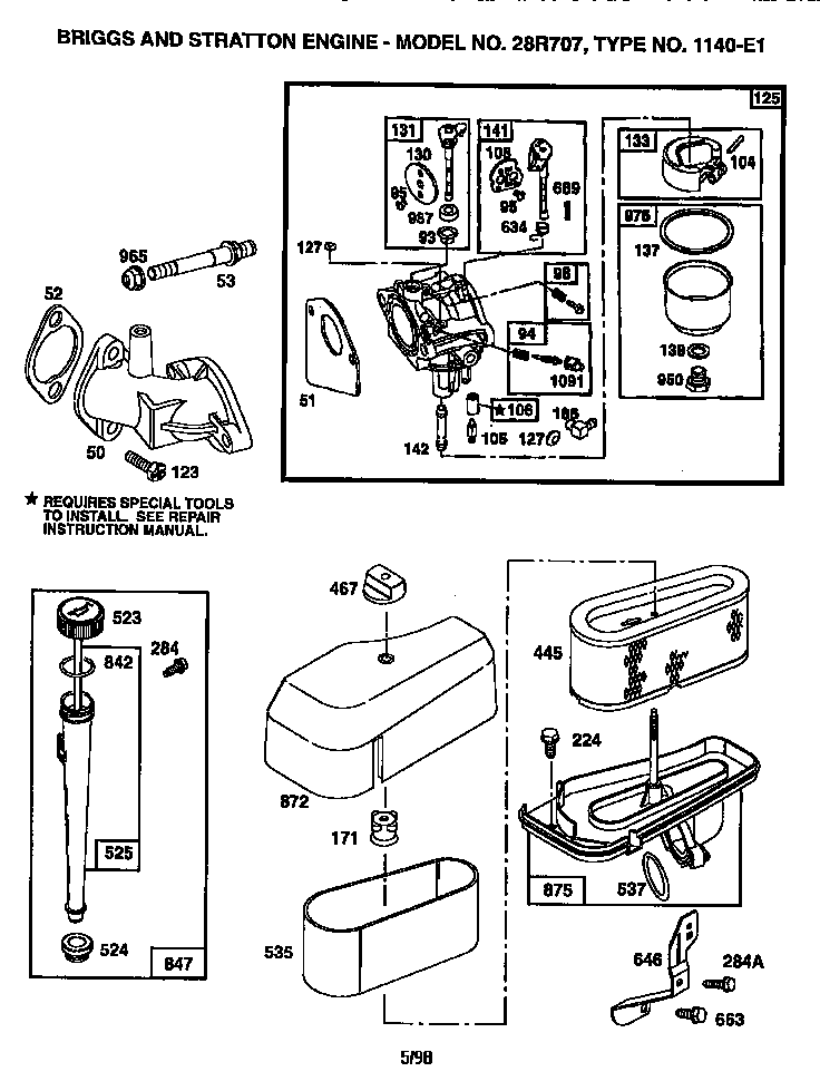 Craftsman 917258103 carburetor and air cleaner assembly diagram