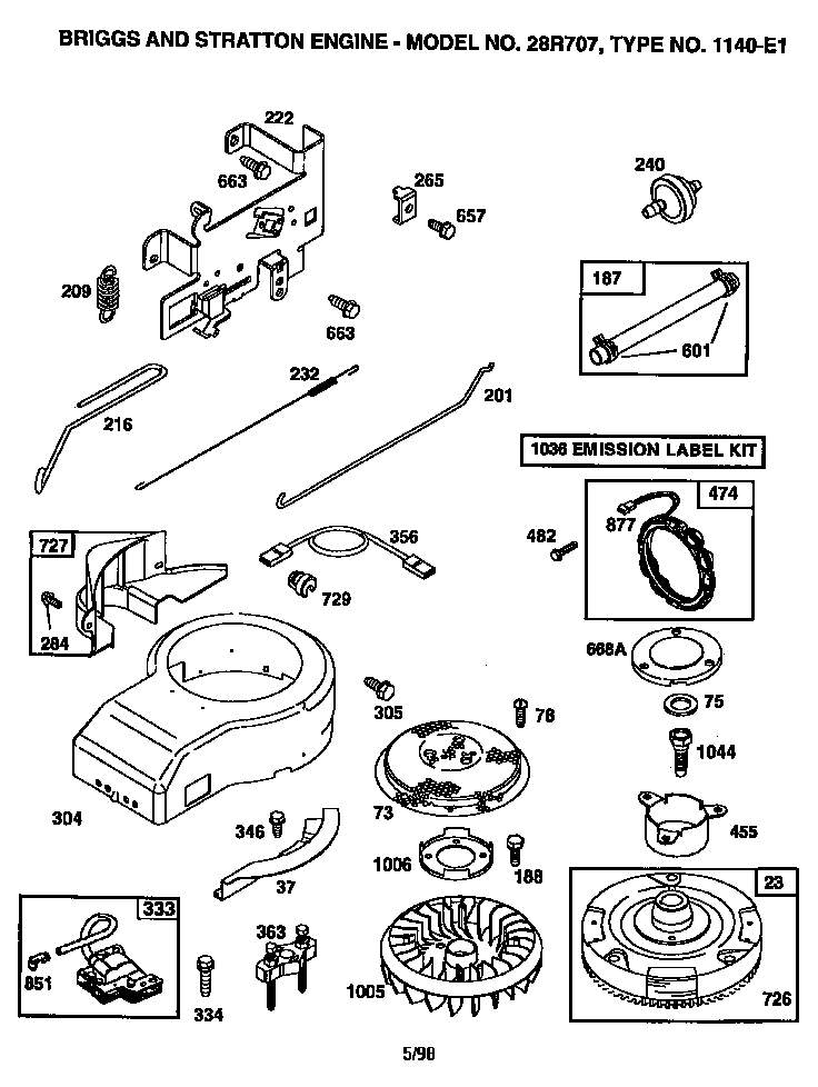 Craftsman 917258103 flywheel assembly and blower housing diagram