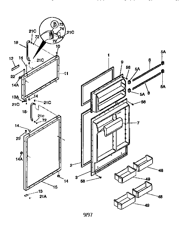 Kenmore 2539366444 doors diagram