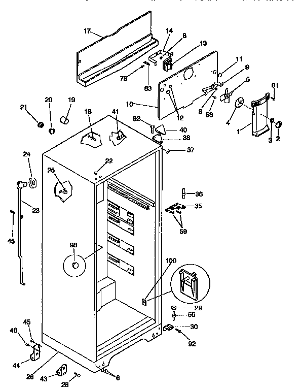 Kenmore 2539366444 cabinet parts diagram