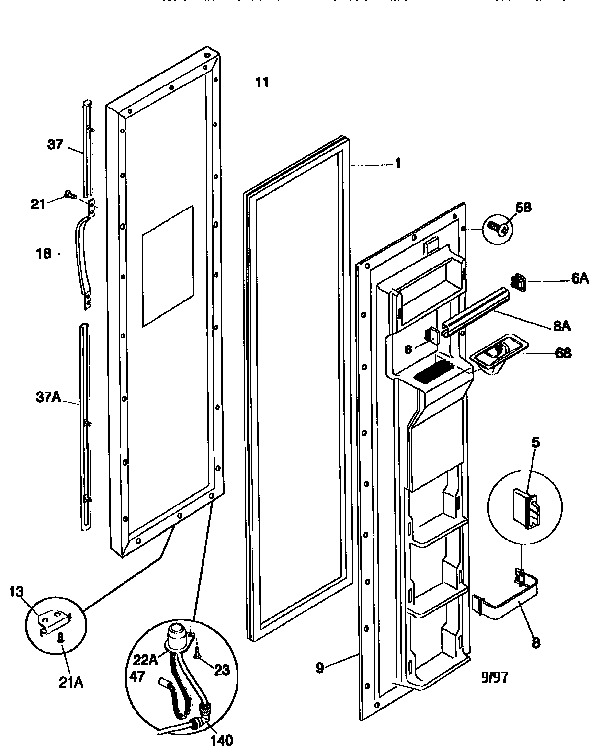 Kenmore 25357685791 freezer door diagram