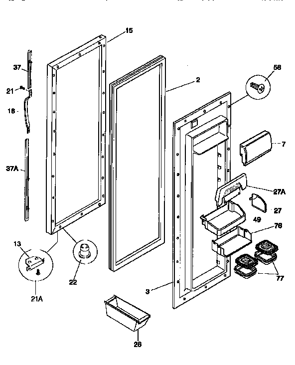 Kenmore 25357685791 fresh food door diagram