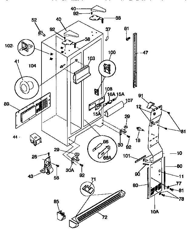 Kenmore 25357685791 cabinet parts diagram