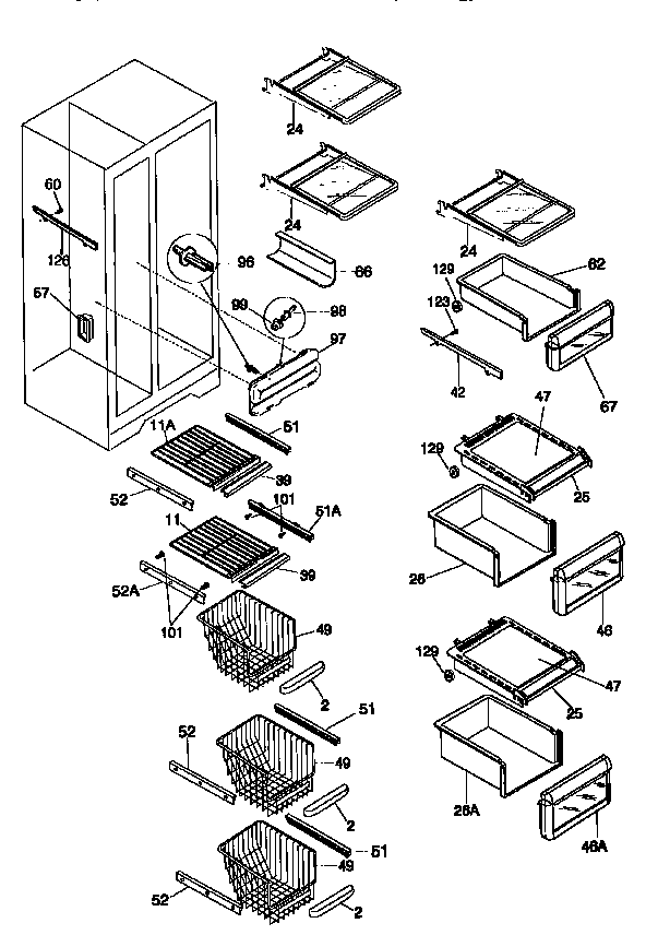Kenmore 25357685791 shelves and accessories diagram