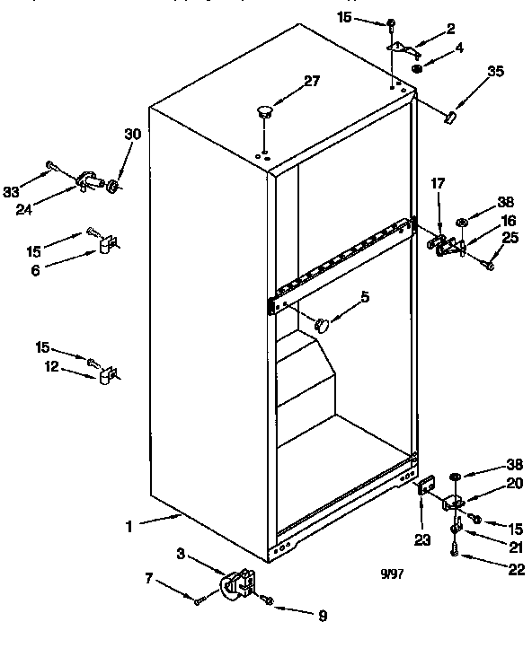 Whirlpool ET14JMXFW01 cabinet diagram