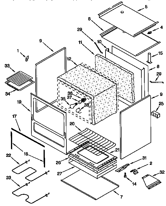 Whirlpool RF3010XEW0 oven diagram