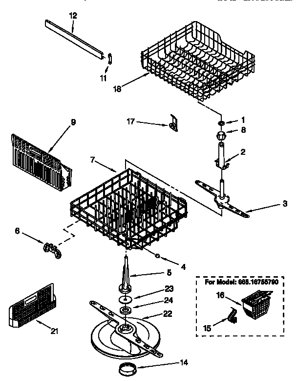 Kenmore 66516755790 dishrack diagram