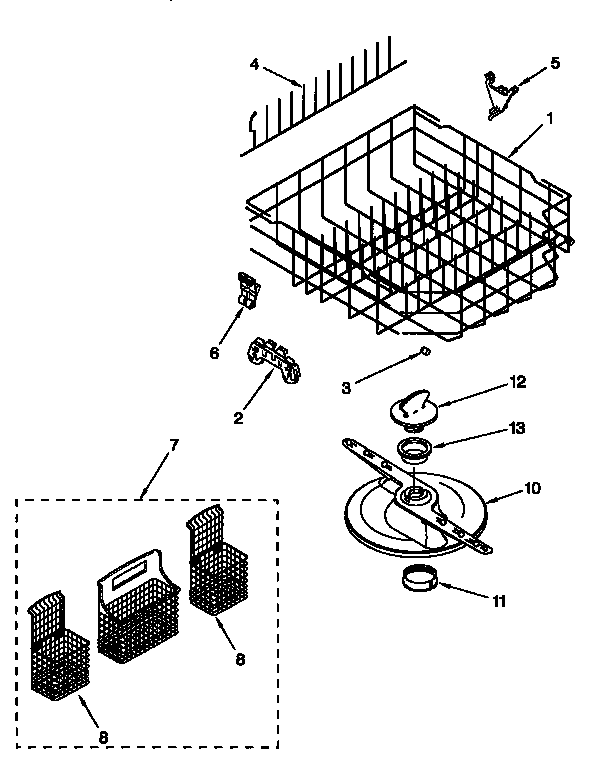 Kenmore 66515955790 lower dishrack diagram