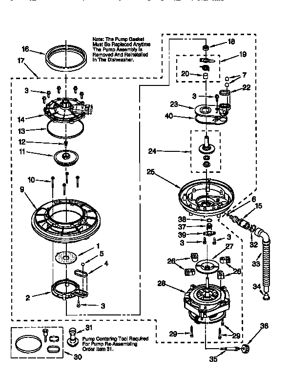 Kenmore 66516798790 pump and motor diagram