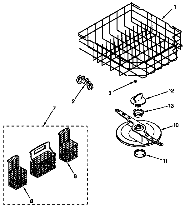 Kenmore 66515791790 lower dishrack diagram