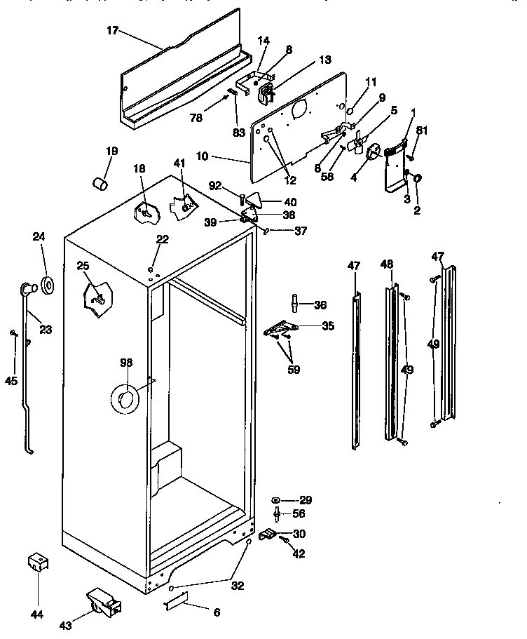 Kenmore 25368842790 cabinet parts diagram