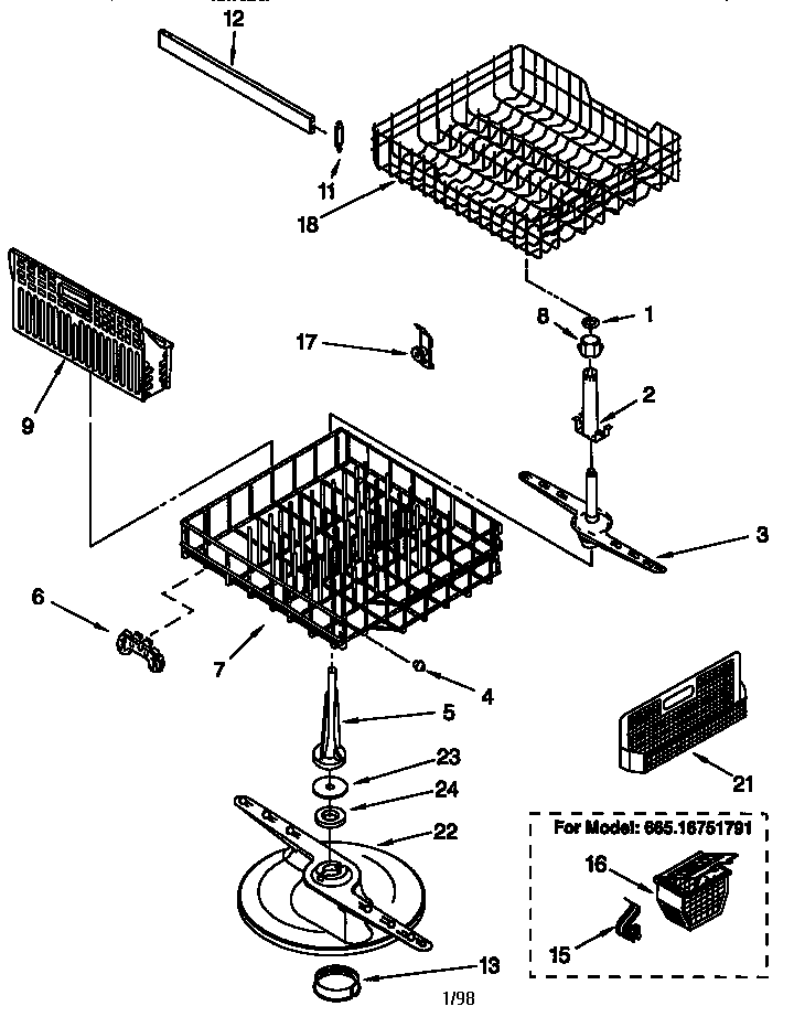 Kenmore 66515751791 dishrack diagram