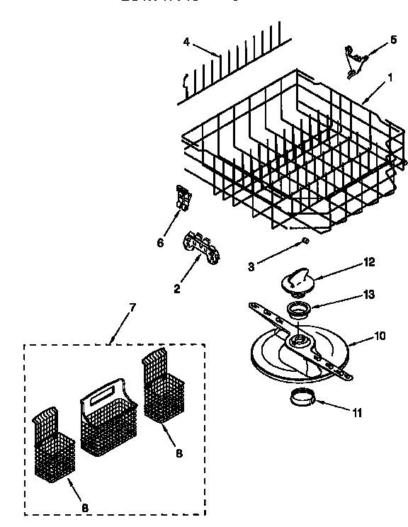 Kenmore 66515955791 lower dishrack diagram