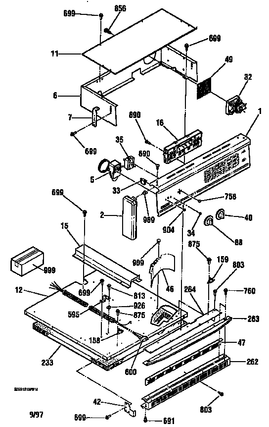 Kenmore 91141369791 control section diagram