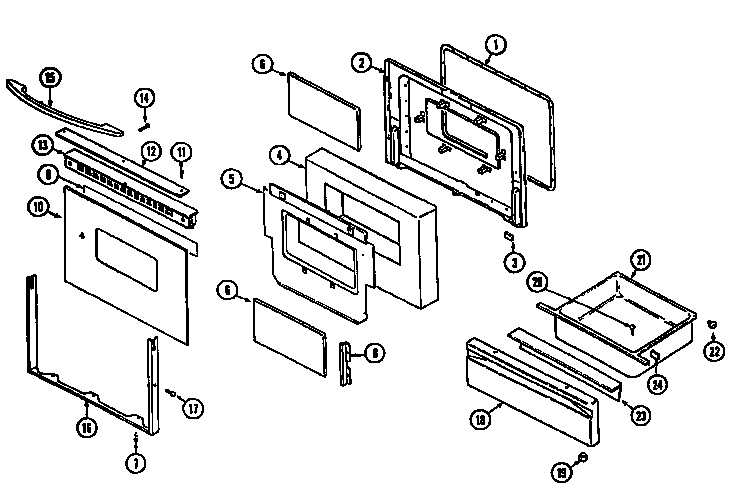 Kenmore 62946775690 door/drawer (serial prefix 12) diagram