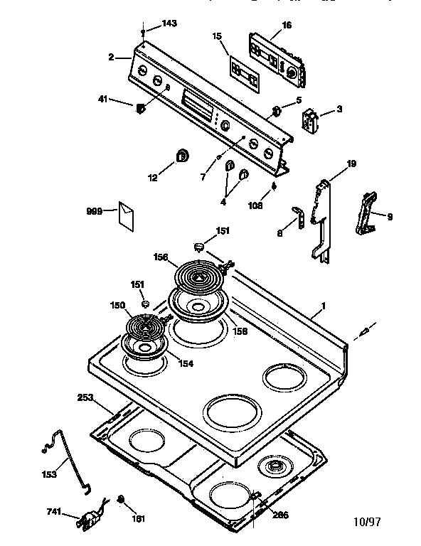 GE JBP21SV2 main top section diagram