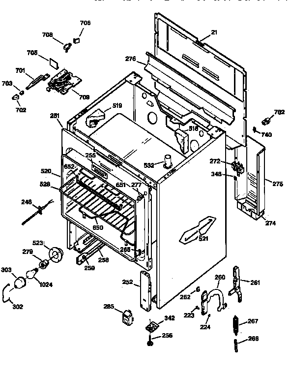 GE JBP21SV2 body section diagram