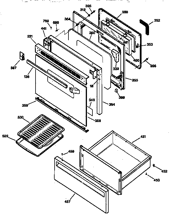 GE JBP21SV2 door diagram