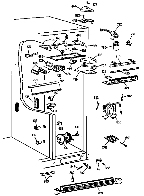 GE TPX24PBZABB fresh food section diagram